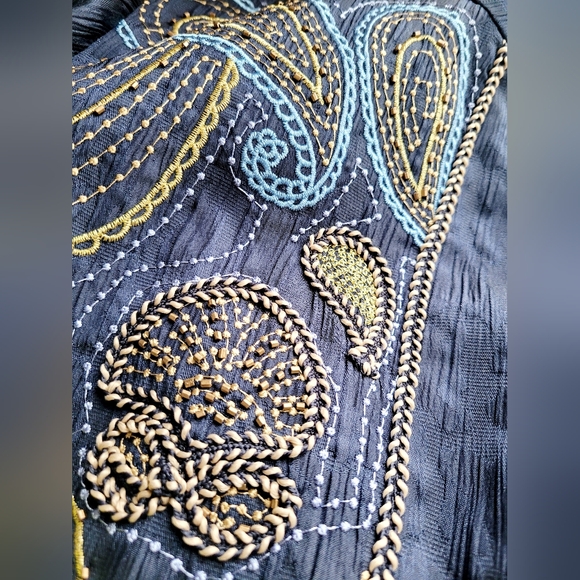 Alfred Dunner Women's Business/Office Blazer Embroidered/Beaded Crinkle Blue 12P - Picture 7 of 16